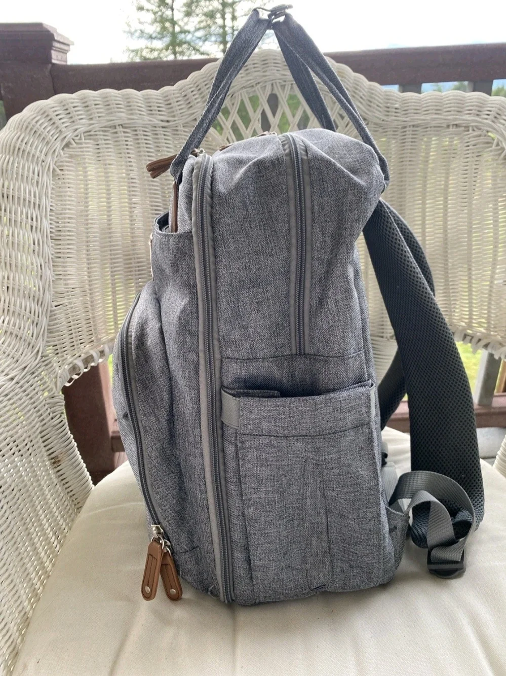 Ruvalino Diaper Bag + Changing Pad Gray Waterproof Travel Organization Backpack